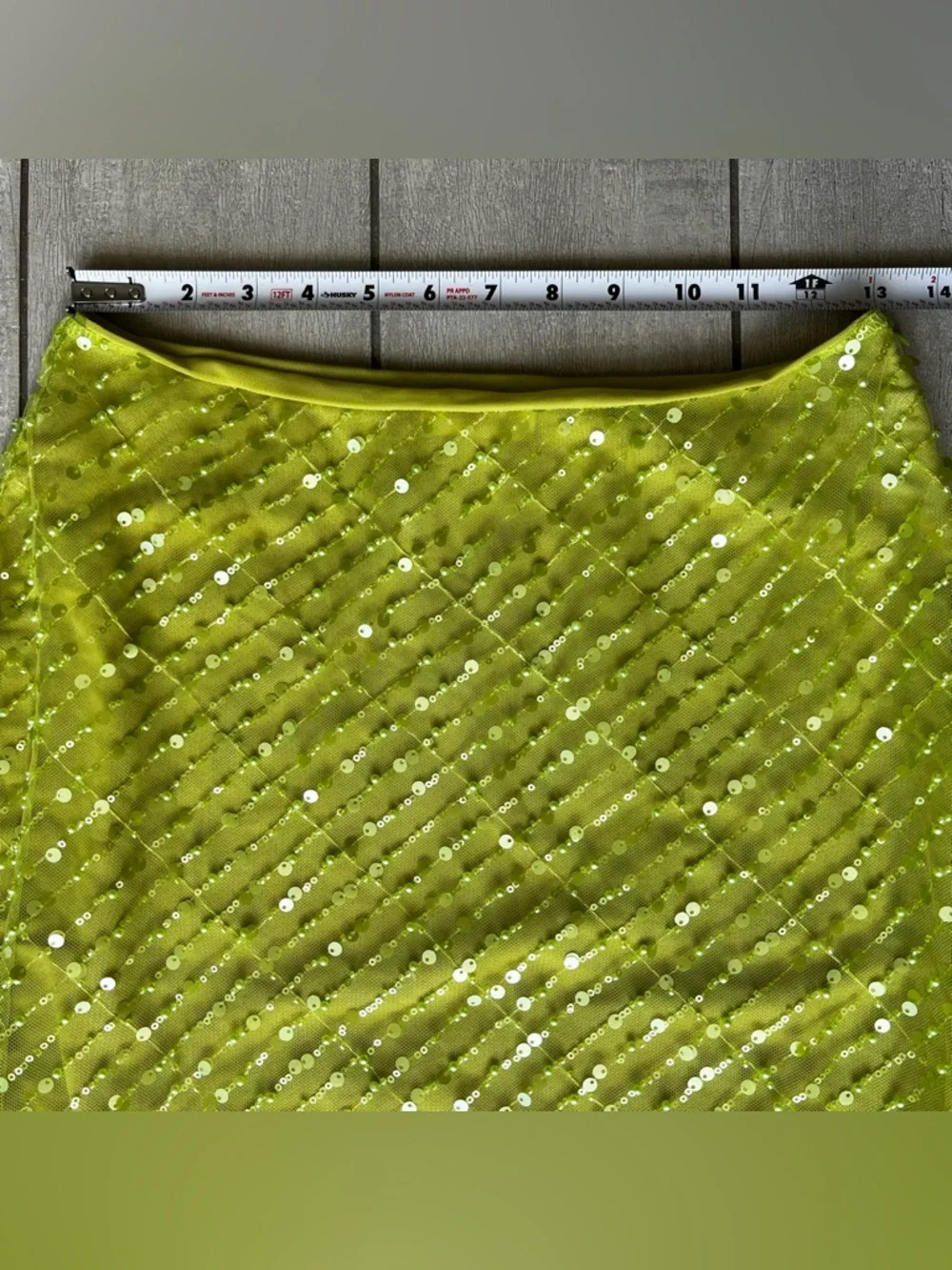 Meshki Lime Green Sequin Midi Dress Size S/M Halter Neck & Skirt Set - Picture 13 of 16